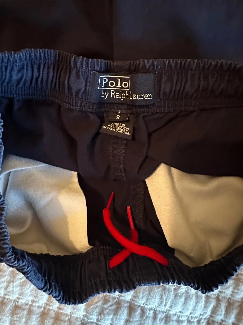 EUC Ralph Lauren Navy Blue Boys Cotton Elastic-Waist Shorts Small drawstring